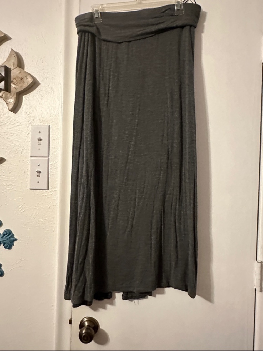 J. Crew Charcoal Gray Fold-Over Waist Maxi Skirt